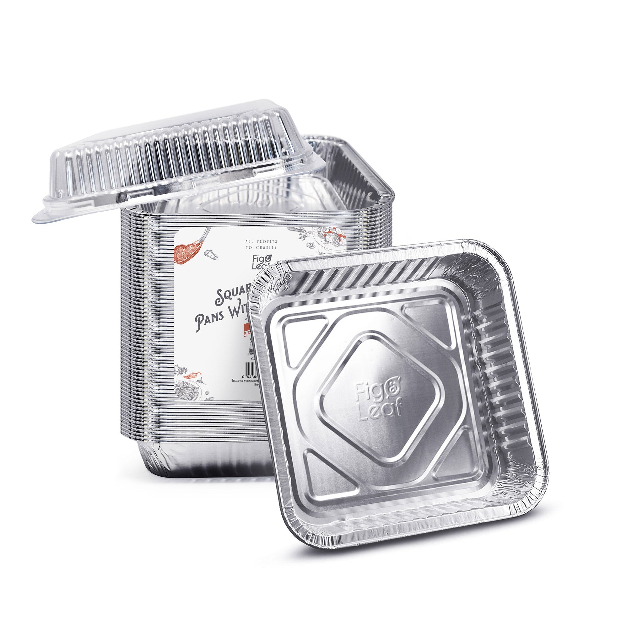  8x8 Disposable Aluminum Pans With Lids - 100 Pack Foil