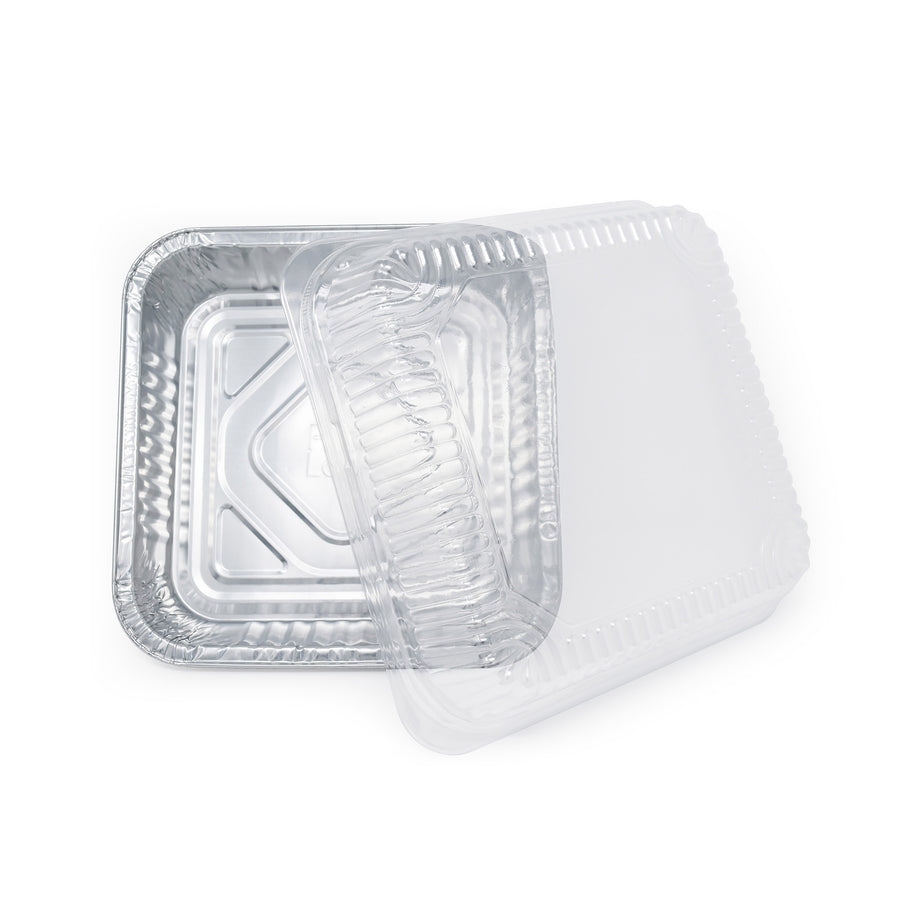 Square Aluminum Baking Pans with Clear Plastic Lids (35-Pack, 8X8